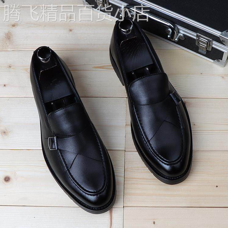 男鞋冬季透气2025新款增高男士豆豆鞋子一脚蹬英伦商务正装皮鞋男