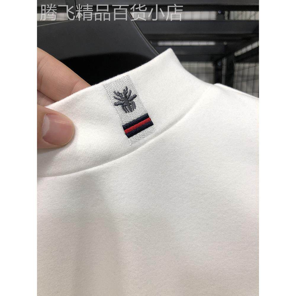 男士修身半高领长袖T恤秋冬双面德绒磨毛打底衫内搭加绒保暖卫衣