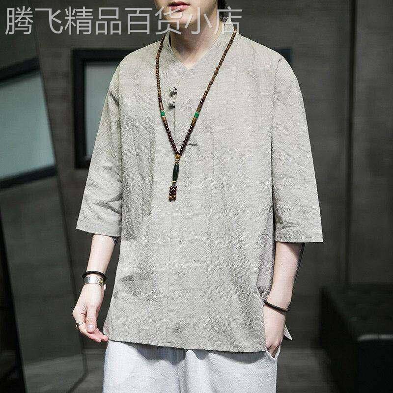 中国风短袖T恤男士2026新款夏季薄款潮牌宽松体恤百搭休闲七分袖