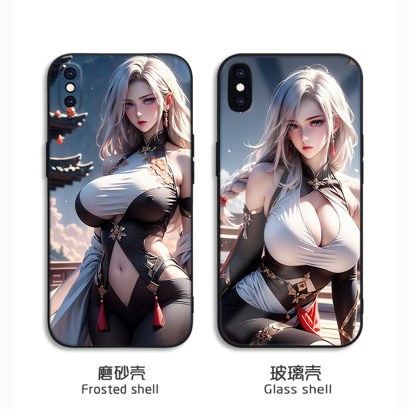 二次元手机壳13promax适用iphone14苹果15钢化玻璃vivoIQOONEO5s华为nova11荣耀100性感美女OPPOReno9一加ace