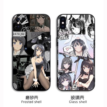 樱岛麻衣手机壳适用iPhone16plus红米note12玻璃vivoIQOOneo10简约OPPOReno13三星s25+华为nova5pro一加ace2v