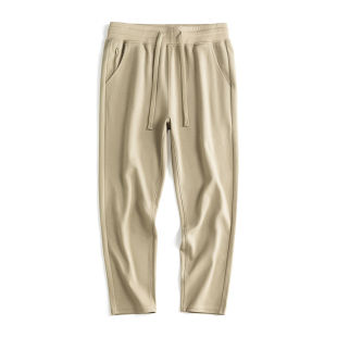 杏色薄款 简约百搭9分休闲裤 卫裤 九分锥形直筒裤 舒适 男士 夏季