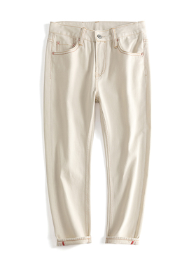 夏季杏色牛仔裤男士薄款九分裤宽松直筒纯棉百搭8分裤5个裤长选择