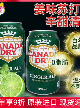 加拿大进口Canada dry Ginger Ale姜汁味汽水干姜味水苏打水355ml