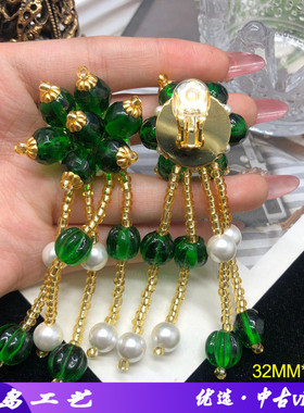 复古vintage饰品长款琉璃珠项链