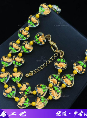 vintage感华丽爱心琉璃点缀花朵