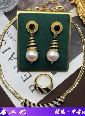 复古经典黑金系列项链镀真金镶宝