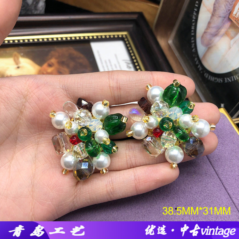 复古时尚vintage耳饰手工编织花