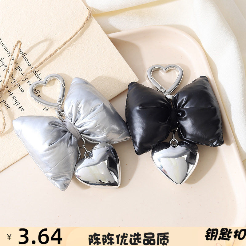 韩系小众设计感银色蝴蝶结挂件爱
