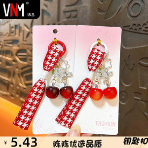 红色樱桃钥匙扣精致包包挂件配饰
