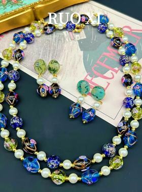 vintage深色秋冬款琉璃西洋项链