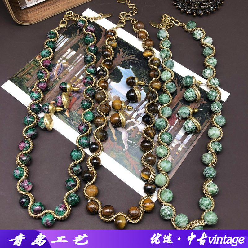 vintage中古饰品手工编织简约红