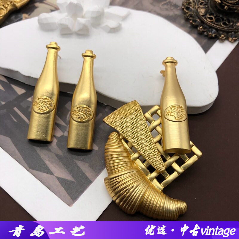 中古西洋镀真金雾金素金帆船酒瓶