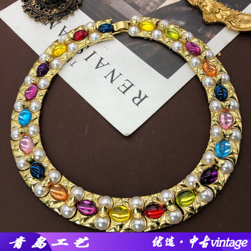 vintage百搭项链重工镀真金彩色