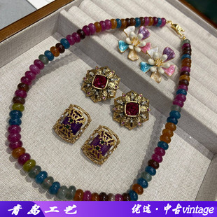 8MM多宝碧玺项链小众气质轻奢锁骨链女复古时尚简约时尚串珠项链