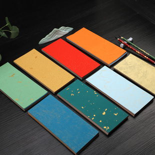 安徽泾县宣纸彩色蜡染笺十色100张小楷毛笔书法一笔笺洒金祥云笺半生熟DIY手机壳超值书法小纸条书写流畅