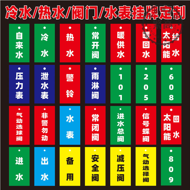 水表挂牌编号提示牌水表电表阀门状态标识牌冷水热水常开常闭阀太阳能