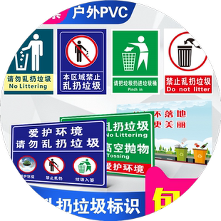 禁止乱扔垃圾标识牌爱护环境请勿乱扔垃圾温馨提示牌随地吐痰烟蒂杂物讲究卫生人人有责警示警告标示牌可定制
