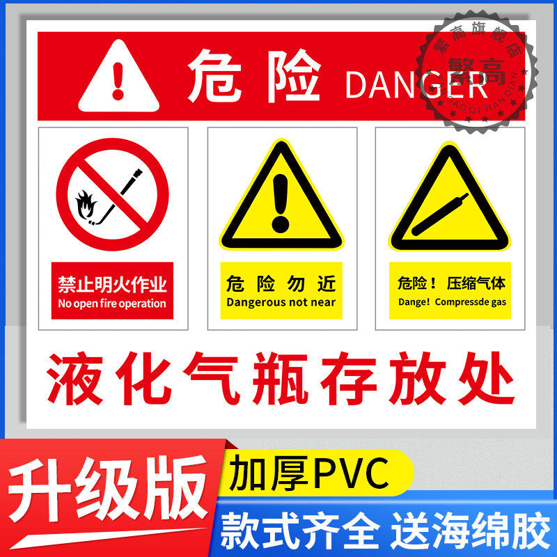 液化气瓶存放处氧气瓶标识牌乙炔二氧化碳瓶暂存处严禁烟火禁止吸烟抽