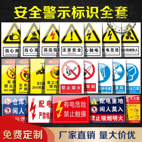 新版安全标识牌贴纸禁止吸