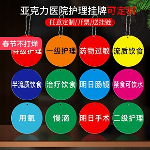 现货医院标识牌 防压疮/防跌倒/一级护理/坠床/禁食/流质饮食/特级护理挂牌 医院病房护理牌防管道脱落/普食