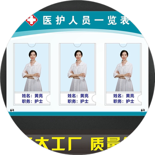 医生简介展示牌医务人员公示栏护士站一览表公示牌工作人员岗位牌