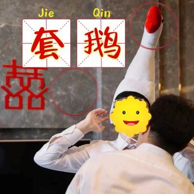 接亲游戏道具圈王套鹅套圈圈网红沙雕搞怪帽子大白鹅头套拍照摄影