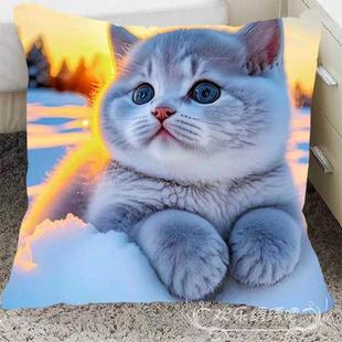 十字绣线绣抱枕2025新款卡通猫咪客厅卧室沙发靠枕头套简单自己绣