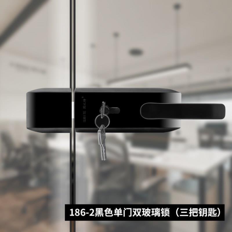 无框玻璃门锁办公室高隔断门锁黑色单门双门带把手锁缺口锁执手锁