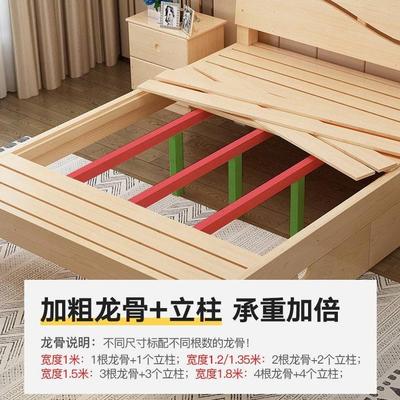全实木床老式出租房屋松木加厚加高离地高脚经济型双人床简约单人