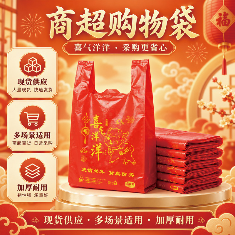 喜气洋洋购物袋商用超市胶袋图片