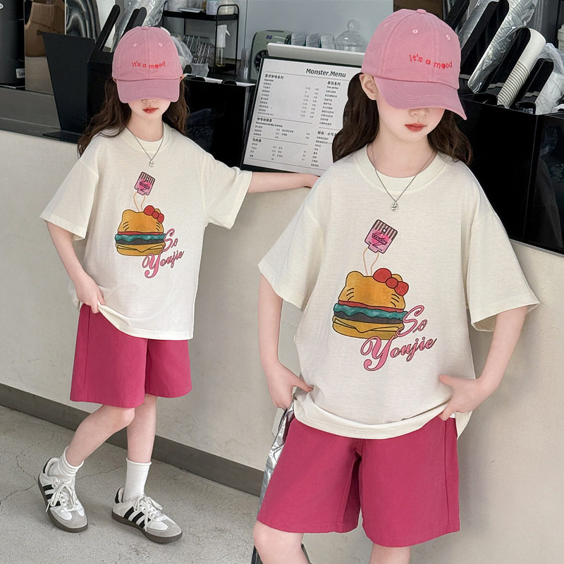 品牌专柜女童短袖运动套装