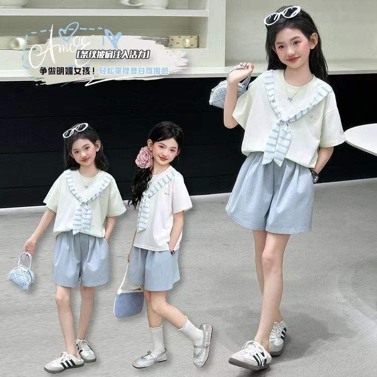 专柜正品女童日系甜美T恤衫套装