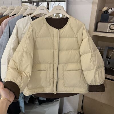 韩系圆领加厚棉服女外套2025春季时尚新款小众轻薄宽松保暖面包服