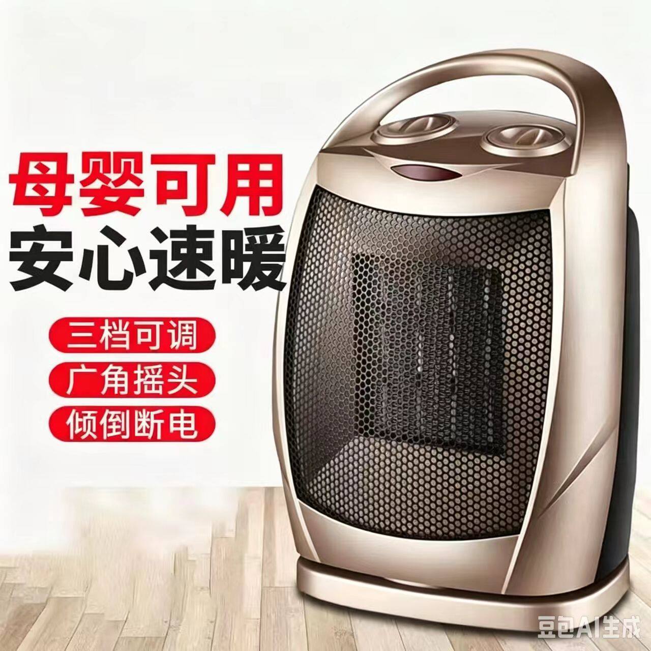 暖风机取暖器无光速热风机暖风机家用小型台式摇头卧室办公室