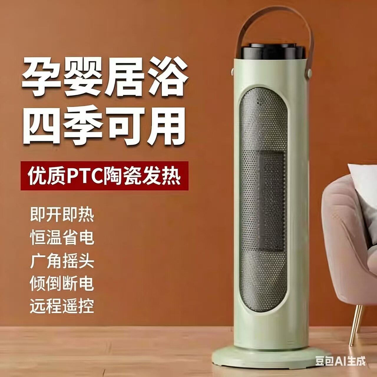 新款取暖器暖风机家用电热扇节能办公室小型立式浴室热风机