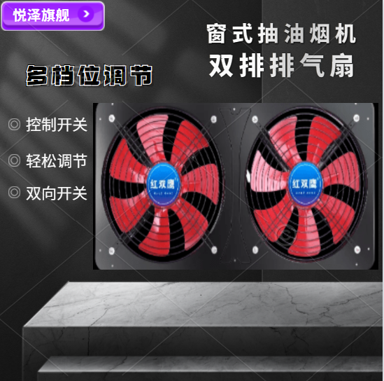 双排排气扇双向抽风机厨房排风扇家用换气扇窗式抽油烟机强力风扇