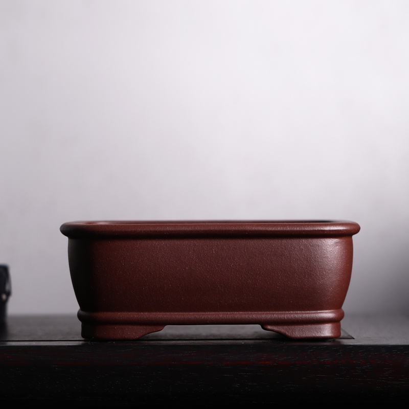 。紫砂花盆长方形四方口带马槽盆盆景盆精品尹恒兵传统器型觅陶乡