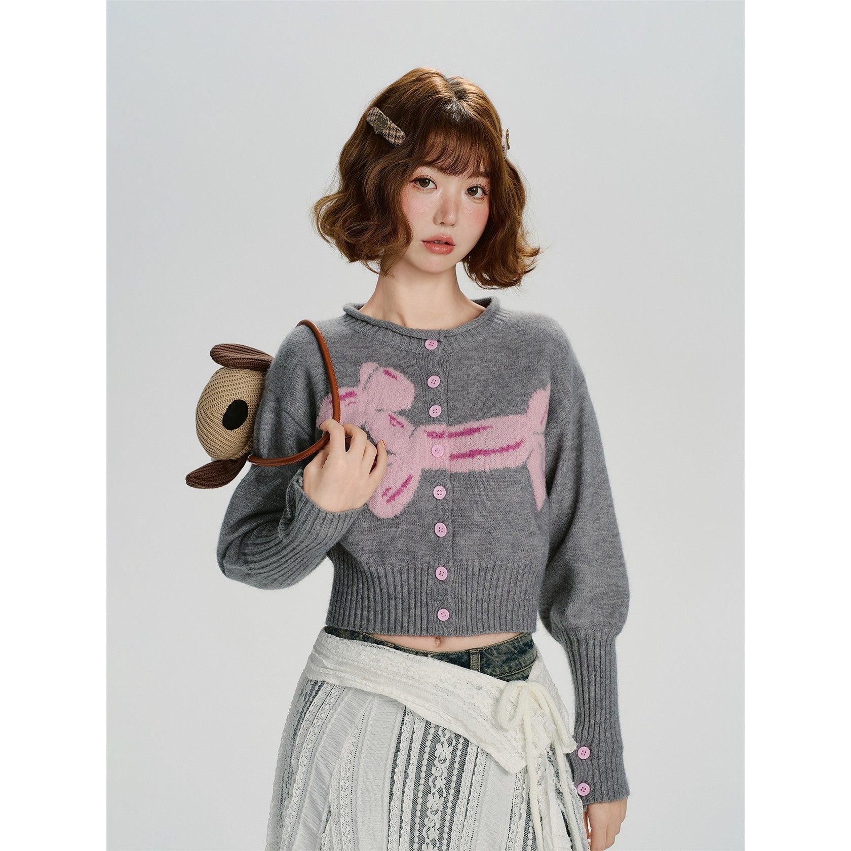 Girlyhalo美式覆古提花毛衣开衫外套女秋季新款短款修身针织上衣,女装/女士精品,毛针织衫,淘宝优惠券,粉丝福利购,淘宝优惠卷