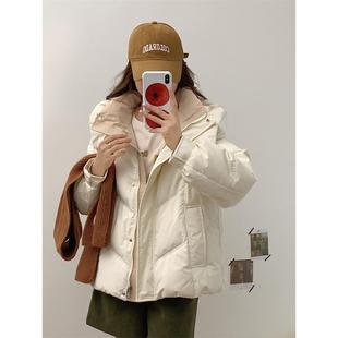 晴雨雪反季羽绒服女韩版拼色小个子爆款加厚白鸭绒面包服短款外套