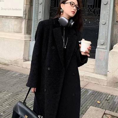 【高档礼盒装】 2025秋冬韩系高级感中长款气质羚羊绒加厚大衣