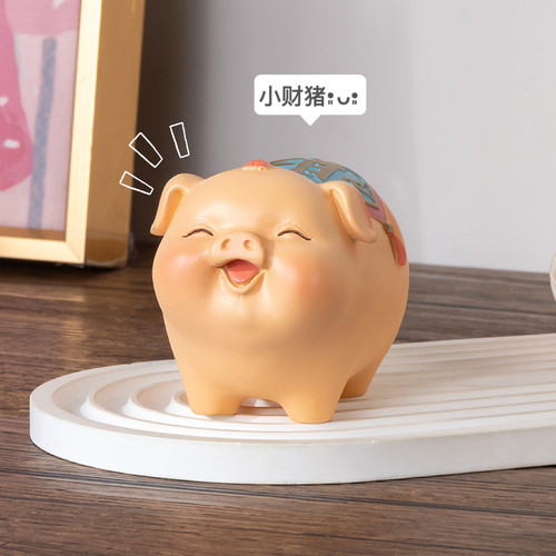 呆萌猪全铜摆件《小财猪》客厅酒柜办公桌高档装饰品日常送礼