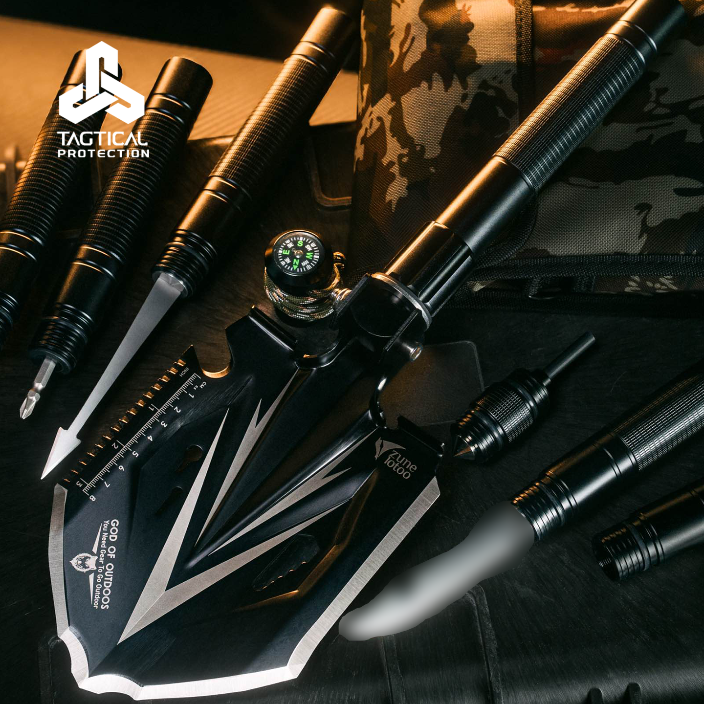 zunelotoo 多功能工兵铲户外锰钢加厚兵工铲战术装备工具车载折叠