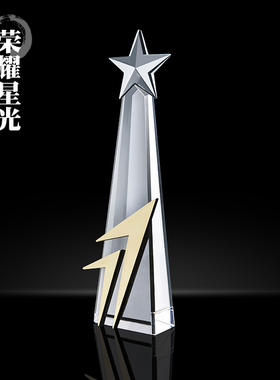 水晶奖杯定制五角星对号奖杯奖牌定做大气时尚纪念礼品刻字