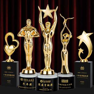 金属飞人爱心天使奖杯优秀供应商小金人金鹰销售冠军女神奖跆拳道