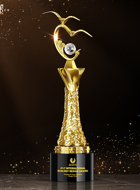 创意海鸥金属水晶奖杯定制定做比赛运动会冠军奖杯刻字制作