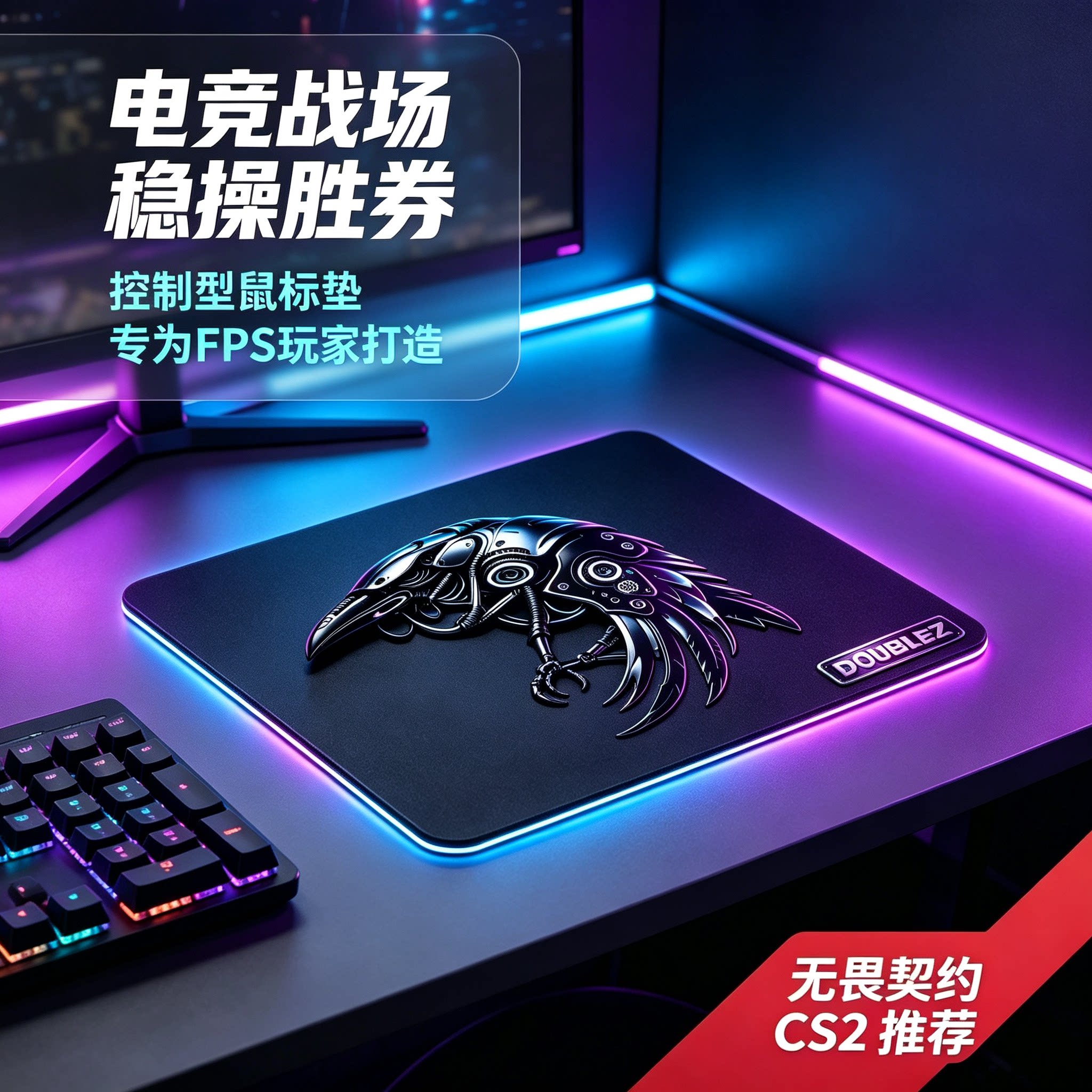 DOUBLEZ黑乌鸦电竞鼠标垫FPS图片