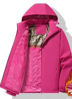 秋冬新款保暖防寒石墨烯内里加绒加厚冲锋衣防风防水锁温连帽棉服