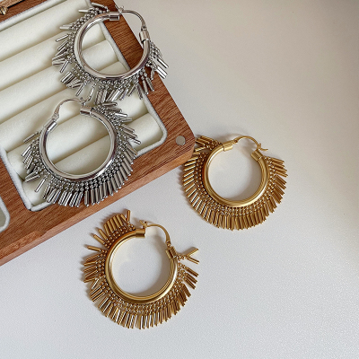 欧美风独特流苏圆圈耳环