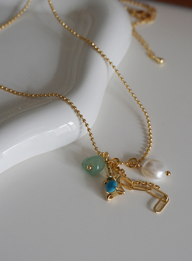 欧美风简约不规则串珠项链